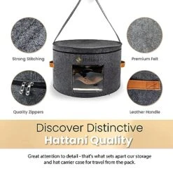 Hat Storage Organizer - 17 X 11 Inches - Hat Box For Travel With Viewing Window And Sturdy Felt - Cowboy Hat Holder And Carrier Hat Case For Sun Hats, Baseball Caps, Fedoras -Songmics Furniture Shop 51CrDIIM55L