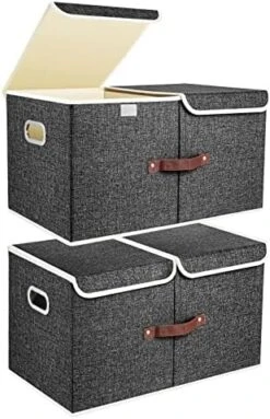 TYEERS Extra Large Collapsible Storage Bins With Lids And Compartments, Organizing Bins For Closet Storage, Clothes Storage, Cube Organizer For Home Office Storage - 2 Pack - Black 29 TYEERS Extra Large Collapsible Storage Bins With Lids And Compartments, Organizing Bins For Closet Storage, Clothes Storage, Cube Organizer For Home Office Storage - 2 Pack - Black -Songmics Furniture Shop 51CtgojO6eL. AC