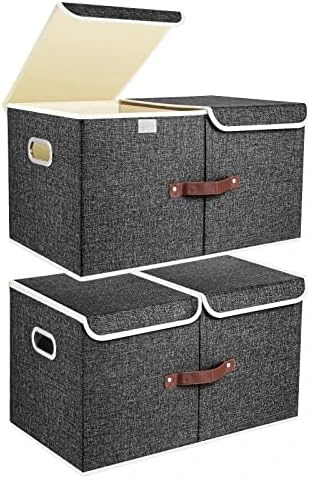 TYEERS Extra Large Collapsible Storage Bins With Lids And Compartments, Organizing Bins For Closet Storage, Clothes Storage, Cube Organizer For Home Office Storage - 2 Pack - Black 15 TYEERS Extra Large Collapsible Storage Bins With Lids And Compartments, Organizing Bins For Closet Storage, Clothes Storage, Cube Organizer For Home Office Storage - 2 Pack - Black - Image 15