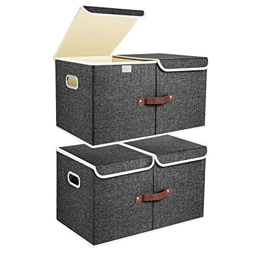 TYEERS Extra Large Collapsible Storage Bins With Lids And Compartments, Organizing Bins For Closet Storage, Clothes Storage, Cube Organizer For Home Office Storage - 2 Pack - Black 1 TYEERS Extra Large Collapsible Storage Bins With Lids And Compartments, Organizing Bins For Closet Storage, Clothes Storage, Cube Organizer For Home Office Storage - 2 Pack - Black