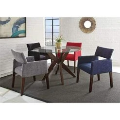 Steve Silver Amalie 48" Round Glass Top Walnut Base Dining Table -Songmics Furniture Shop 51CxwPe9psL