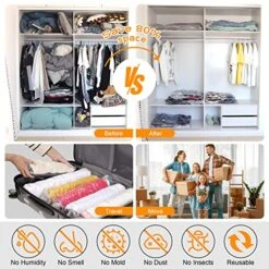 8 Pack Vacuum Storage Bags(8 Jumbo） - Triple Seal Turbo Valve Design Vacuum Seal Bags,Give Away Complimentary Hand Pump Compression Bags For Travel，Suitable For Clothes, Duvets, Sheets (8) -Songmics Furniture Shop 51D2PDwZB0L