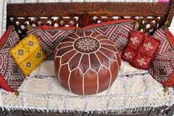 ARTOUARZAZATE Set Of 2 Amazing Moroccan Pouf With Leather Pouf, Ottomans,Footstool,100% Handmade Ready To Magic Your Living Room! Unstuffed (Dark Brown) -Songmics Furniture Shop 51D94Q0ivUL