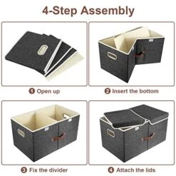 TYEERS Extra Large Collapsible Storage Bins With Lids And Compartments, Organizing Bins For Closet Storage, Clothes Storage, Cube Organizer For Home Office Storage - 2 Pack - Black 19 TYEERS Extra Large Collapsible Storage Bins With Lids And Compartments, Organizing Bins For Closet Storage, Clothes Storage, Cube Organizer For Home Office Storage - 2 Pack - Black -Songmics Furniture Shop 51DHqtmP2UL