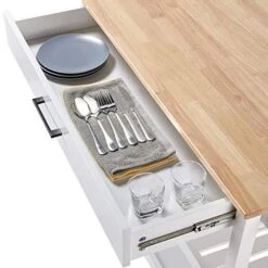 Yaheetech Kitchen Island Cart On Wheels, 3 Tiers Rolling Utility Cart With Drawer And 2 Spacious Storage Shelf, 40'' W Solid Wood Countertop, White 12 Yaheetech Kitchen Island Cart On Wheels, 3 Tiers Rolling Utility Cart With Drawer And 2 Spacious Storage Shelf, 40'' W Solid Wood Countertop, White -Songmics Furniture Shop 51DIw90LoeL