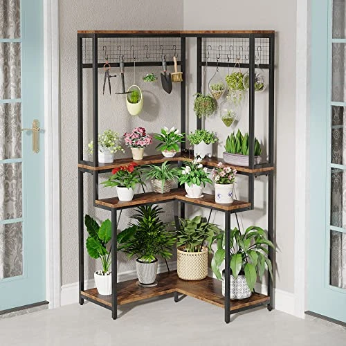 Tribesigns Corner Baker’s Rack For Kitchen, Kitchen Storage Rack With 15 Hanging Hooks, And 8 Shelves, Multipurpose Microwave Stand Spice Organizer, Coffee Bar Station Utility Organization Shelf 6 Tribesigns Corner Baker’s Rack For Kitchen, Kitchen Storage Rack With 15 Hanging Hooks, And 8 Shelves, Multipurpose Microwave Stand Spice Organizer, Coffee Bar Station Utility Organization Shelf - Image 6