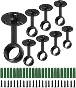 GENERIC Jimmus 8Pcs 1-1/4Inch Curtain Rod Ceiling-Mount Bracket, Curtain Rod Bracket Flange Closet Rod Holder Heavy Duty Stainless Steel Curtain Closet Rod Holder, Closet Pole End Supports Socket, Black -Songmics Furniture Shop 51DKZ6WJNjS. AC
