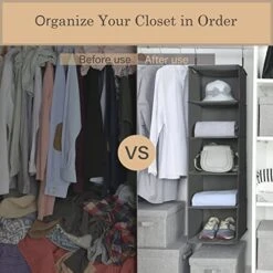 GRANNY SAYS 5-Shelf Hanging Closet Organizers And Storage, Hanging Shelves For Closet Storage, Collapsible Hanging Shelf Organizer For Clothes Organization, Dark Gray, 12 ¼" D X 12 ¼" W X 45 ½" H -Songmics Furniture Shop 51DNDKrwZiL