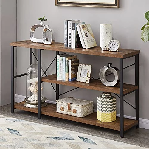 LIFUSTTG Industrial Console Table, Rustic Sofa Table For Living Room, Entry/Hallway Table With 3-Tier Open Storage Shelves, Rustic Brown 47 Inch 1 LIFUSTTG Industrial Console Table, Rustic Sofa Table For Living Room, Entry/Hallway Table With 3-Tier Open Storage Shelves, Rustic Brown 47 Inch