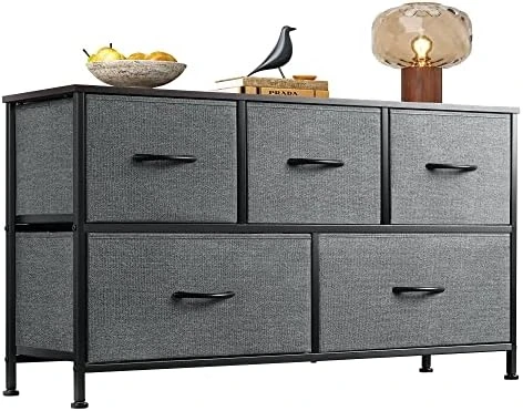 WLIVE Dresser For Bedroom With 5 Drawers, Wide Chest Of Drawers, Fabric Dresser, Storage Organizer Unit With Fabric Bins For Closet, Living Room, Hallway, Nursery, Dark Grey 10 WLIVE Dresser For Bedroom With 5 Drawers, Wide Chest Of Drawers, Fabric Dresser, Storage Organizer Unit With Fabric Bins For Closet, Living Room, Hallway, Nursery, Dark Grey - Image 10
