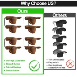 FoverOne Cowboy Hat Rack, 8 Pieces Cowboy Hat Holder Organizer, Wall Mount Hat Hangers, Steel Cowboy Hat Display Rack -Songmics Furniture Shop 51Dj6w9YJmL