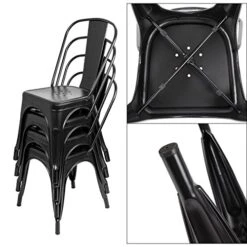 JUMMICO Metal Dining Chair Stackable Indoor-Outdoor Industrial Vintage Chairs Bistro Kitchen Cafe Side Chairs With Back Set Of 4 (Black) 13 JUMMICO Metal Dining Chair Stackable Indoor-Outdoor Industrial Vintage Chairs Bistro Kitchen Cafe Side Chairs With Back Set Of 4 (Black) -Songmics Furniture Shop 51DmfNT9zLL