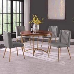 Morden Fort 5 Piece Round Dining Table With Dining Chair Set, Modern Classic Traditional Luxury Style Dining Table Set For Dining Room, Restaurant - Beige 20 Morden Fort 5 Piece Round Dining Table With Dining Chair Set, Modern Classic Traditional Luxury Style Dining Table Set For Dining Room, Restaurant - Beige -Songmics Furniture Shop 51DnuD bNKL. AC 1