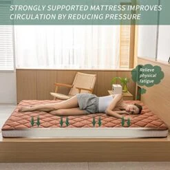 MAXYOYO Japanese Floor Futon Mattress Queen Size, Floor Mattress For Adults Queen Bed Mattress Roll Up Folding Floor Bed, Diamond Patterned Japanese Futon Bed, Coffee -Songmics Furniture Shop 51DphbCo4fL