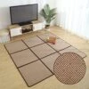 MYOYAY Large Japanese Tatami Mat 71x 71in Large Summer Breathable Sleeping Mat Foldable Rattan Floor Mat Non-Slip Memory Foam Stitching Carpet Crawling Mats Living Room Bedroom Playroom Yoga (Brown)
