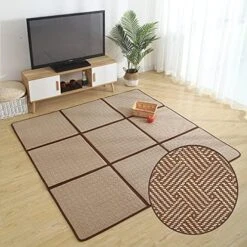 MYOYAY Large Japanese Tatami Mat 71x 71in Large Summer Breathable Sleeping Mat Foldable Rattan Floor Mat Non-Slip Memory Foam Stitching Carpet Crawling Mats Living Room Bedroom Playroom Yoga (Brown) 12 MYOYAY Large Japanese Tatami Mat 71x 71in Large Summer Breathable Sleeping Mat Foldable Rattan Floor Mat Non-Slip Memory Foam Stitching Carpet Crawling Mats Living Room Bedroom Playroom Yoga (Brown) -Songmics Furniture Shop 51DtgG4dW2L. AC