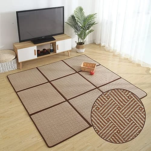 MYOYAY Large Japanese Tatami Mat 71x 71in Large Summer Breathable Sleeping Mat Foldable Rattan Floor Mat Non-Slip Memory Foam Stitching Carpet Crawling Mats Living Room Bedroom Playroom Yoga (Brown) 6 MYOYAY Large Japanese Tatami Mat 71x 71in Large Summer Breathable Sleeping Mat Foldable Rattan Floor Mat Non-Slip Memory Foam Stitching Carpet Crawling Mats Living Room Bedroom Playroom Yoga (Brown) - Image 6