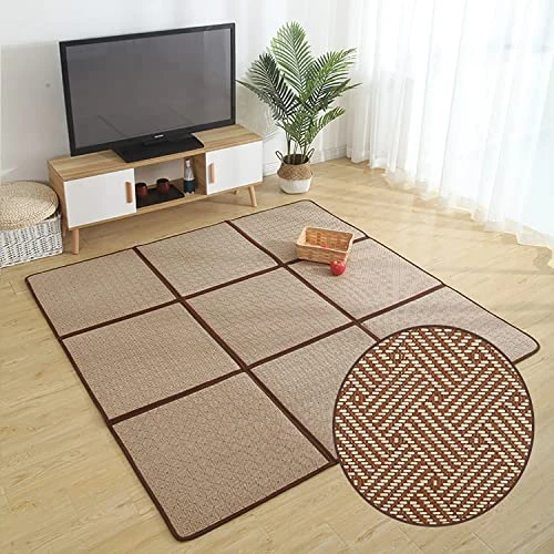 MYOYAY Large Japanese Tatami Mat 71x 71in Large Summer Breathable Sleeping Mat Foldable Rattan Floor Mat Non-Slip Memory Foam Stitching Carpet Crawling Mats Living Room Bedroom Playroom Yoga (Brown) 1 MYOYAY Large Japanese Tatami Mat 71x 71in Large Summer Breathable Sleeping Mat Foldable Rattan Floor Mat Non-Slip Memory Foam Stitching Carpet Crawling Mats Living Room Bedroom Playroom Yoga (Brown)