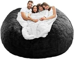 LapEasy Giant Bean Bag Chair Cover(Cover Only,No Filler),Oversized Round Soft Fluffy PV Velvet Washable Lazy Sofa Bean Bag Bed Cover For Adults, Living Room Bedroom Furniture Outside Cover(Drak Grey) -Songmics Furniture Shop 51Dwlyvvg7L. AC