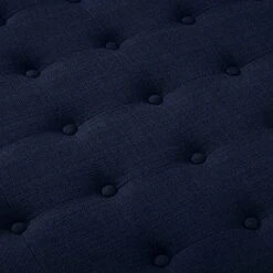 24KF Large Round Upholstered Tufted Linen Ottoman Coffee Table, Large Footrest Ottoman With Wood Shelf Storage- Navy Blue -Songmics Furniture Shop 51Dxz2RbuGL