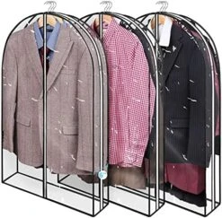 Wutrye 40" Full Clear Garment Bags For Hanging Clothes With 6" Gusset 2 Zippers Transparent Suit Bags Protector Cover For Travel Moving Closet Storage Moth Proof Sweater Jacket Coat Shirts 3 Packs -Songmics Furniture Shop 51E nwGKLGL. AC