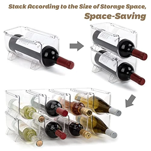TIMIEEYA Wine Bottle Holder - 8PCS Stackable Acrylic Wine Rack Countertop, Wine & Water Bottle Organizer Wine Holder Stand For Kitchen Countertops, Table Top, Pantry, Fridge, Bars, Clear 2 TIMIEEYA Wine Bottle Holder - 8PCS Stackable Acrylic Wine Rack Countertop, Wine & Water Bottle Organizer Wine Holder Stand For Kitchen Countertops, Table Top, Pantry, Fridge, Bars, Clear - Image 2