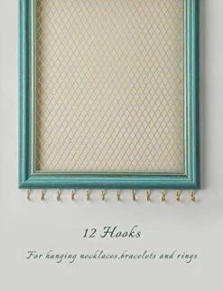 Heesch Hanging Earring Organizer Frame Wall Mounted Jewelry Holder Vintage Rustic Stud Earring Display With Removable Rod And 12 Hooks For Necklaces, Bracelets And Rings (Teal) -Songmics Furniture Shop 51E2wd4SjXL