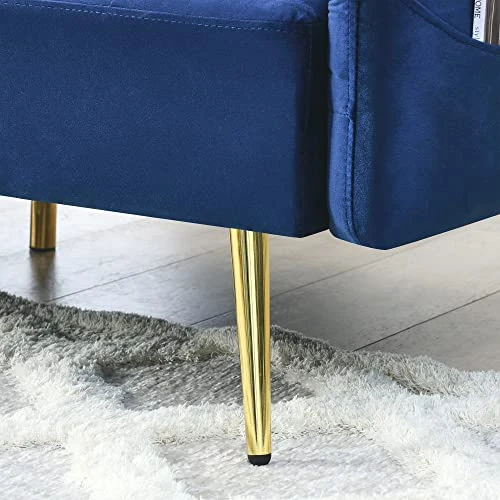 ANYTEC Futon Sofa Bed/Couch, 78" Velvet Futon Sofa Bed W/Adjustable Backrests And Armrests, Foldable Modern Loveseat With Storage Bags For Compact Small Space, Dorm, Living Room, Office (Navy) 5 ANYTEC Futon Sofa Bed/Couch, 78" Velvet Futon Sofa Bed W/Adjustable Backrests And Armrests, Foldable Modern Loveseat With Storage Bags For Compact Small Space, Dorm, Living Room, Office (Navy) - Image 5