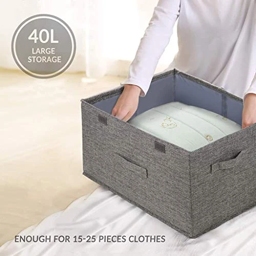 TEmkin Storage Box Collapsible Linen Fabric Clothing Basket Bins Toy Box Organizer Storage Box Organizer Storage Organizer 2 TEmkin Storage Box Collapsible Linen Fabric Clothing Basket Bins Toy Box Organizer Storage Box Organizer Storage Organizer - Image 2