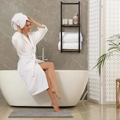 Stylish Bathroom Towel Storage Rack With Wooden Shelves – Modern & Space Saving Organizer For Wall Mount That Easily Holds 8 Large Towels - The Perfect Towel Holder To Enhance Your Bathroom Decor 11 Stylish Bathroom Towel Storage Rack With Wooden Shelves – Modern & Space Saving Organizer For Wall Mount That Easily Holds 8 Large Towels - The Perfect Towel Holder To Enhance Your Bathroom Decor -Songmics Furniture Shop 51EDaOf9H5L