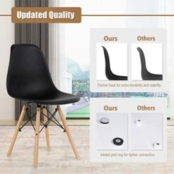 GOFLAME DSW Dining Chairs, Shell Plastic Chairs With Wood Legs, Modern Style Armless Chairs For Living Room Kitchen Bedroom, Eiffel DSW Style Side Chairs With Ergonomic Backrest Set Of 4, Black -Songmics Furniture Shop 51EFlnki1eL