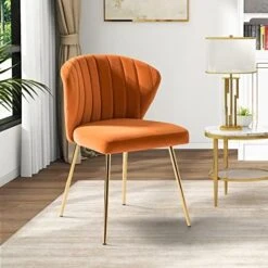 HULALA HOME Velvet Dining Chairs, Modern Small Armless Accent Chair With Gold Metal Legs, Living Room Upholstered Cute Side Chair, Elegant Tufted Back Vanity Chair For Bedroom/Beauty Room-Ivory -Songmics Furniture Shop 51ENdO3VstL. AC
