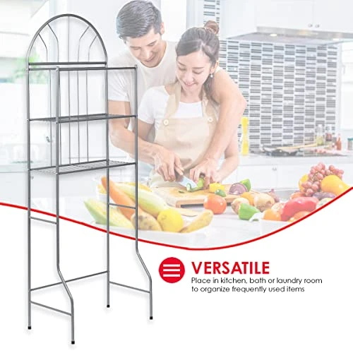 Home Basics 2 Shelf Enamel Coated Steel Over The Toilet Space Saver, Grey | Organize All Your Bathroom Essentials | Easy To Assemble 6 Home Basics 2 Shelf Enamel Coated Steel Over The Toilet Space Saver, Grey | Organize All Your Bathroom Essentials | Easy To Assemble - Image 6