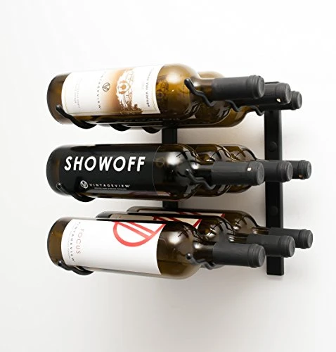 VintageView W Series (1 Ft) - 9 Bottle Wall Mounted Wine Rack (Satin Black) Stylish Modern Wine Storage With Label Forward Design 1 VintageView W Series (1 Ft) - 9 Bottle Wall Mounted Wine Rack (Satin Black) Stylish Modern Wine Storage With Label Forward Design