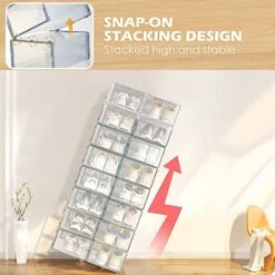 Chunful 6 Pack Baseball Hat Organizer Display Box Hat Storage Containers For Baseball Caps Hat Racks Display,stackable Cap Holder Organizer, Dust Proof Hat Rack, Easy To Assemble Shoe Storage Cap Box -Songmics Furniture Shop 51EQAR1odmL