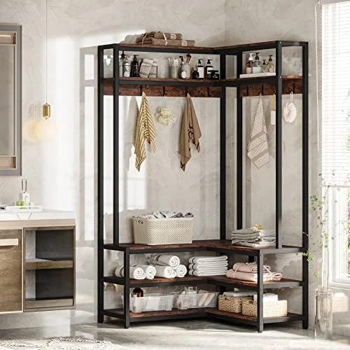 LITTLE TREE Entryway Hall Tree, Rustic Brown 3 LITTLE TREE Entryway Hall Tree, Rustic Brown - Image 3