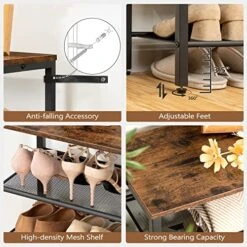 ALLOSWELL 8-Tier Shoe Rack, Shoe Organizer For Closet, Entryway, Large Capacity Shoe Shelf, 28-32 Pairs Of Shoes, Shoe Storage With Adjustable Metal Mesh Shelves, Stable Sturdy, Rustic Brown SRHR1801 15 ALLOSWELL 8-Tier Shoe Rack, Shoe Organizer For Closet, Entryway, Large Capacity Shoe Shelf, 28-32 Pairs Of Shoes, Shoe Storage With Adjustable Metal Mesh Shelves, Stable Sturdy, Rustic Brown SRHR1801 -Songmics Furniture Shop 51EW4Lgy6OL