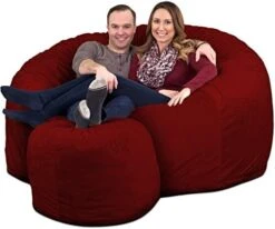 ULTIMATE SACK 6000 Bean Bag Chair W/Footstool: Giant Foam-Filled Furniture - Machine Washable Covers, Double Stitched Seams, Durable Inner Liner, And 100% Virgin Foam Footstool Incl. (Grey, Suede) -Songmics Furniture Shop 51EWlwLaXOL. AC