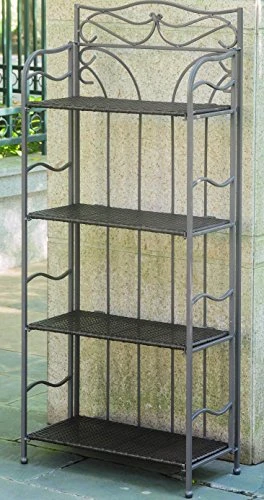 International Caravan Wicker Resin 4-Tier Folding Baker Rack 1 International Caravan Wicker Resin 4-Tier Folding Baker Rack