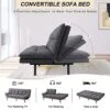 Opoiar Futon Sofa Bed Memory Foam Futon Couch Sleeper Sofa Convertible Fabric 71 Inch Futons Grey With Arm Rest, Metal Legs, Living Room Small & Compact Spaces, Easy Assembly