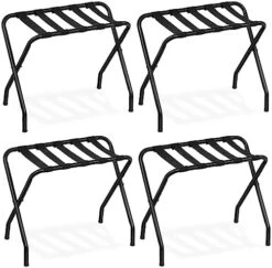 HOOBRO Luggage Rack, Pack Of 2, Metal Foldable Suitcase Stand For Guest Room, Holds Up To 100 Lb, 27 X 15.3 X 22 Inches, Steel Frame, Nylon Straps, Hotel, Bedroom, Closet, Black BK02XLP201 -Songmics Furniture Shop 51Ego3wniOL. AC