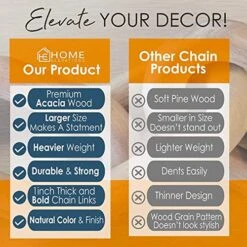 Product Elevations Acacia Wood Chain Link Decor-Modern Home Decor For Farmhouse, Book Shelves, And Racks-Rustic Coffee Table Decor (Brown) -Songmics Furniture Shop 51EiiQu7VqL