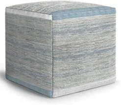 SIMPLIHOME Naya Cube Pouf, Footstool, Upholstered In Patterned Grey Melange Hand Woven Cotton, For The Living Room, Bedroom And Kids Room, Transitional, Boho -Songmics Furniture Shop 51Elce0WccL. AC