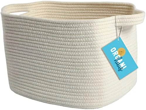 OrganiHaus Woven Basket For Storage | Basket For Shelves | Toy Basket | Throw Blanket Basket For Living Room | Cotton Rope Basket For Storage | Decorative Baby Basket For Towels | Rainbow Basket 14x9 6 OrganiHaus Woven Basket For Storage | Basket For Shelves | Toy Basket | Throw Blanket Basket For Living Room | Cotton Rope Basket For Storage | Decorative Baby Basket For Towels | Rainbow Basket 14x9 - Image 6