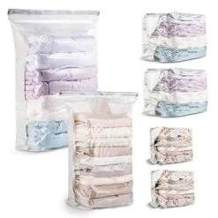 Vacuum Storage Bags Jumbo Cube 6 Pack, Space Saver Bags Extra Large Vacuum Seal Bags For Comforters Blankets Clothes (3 Jumbo 3 Medium), Closet Organizers And Storage Bags Vacuum Sealed