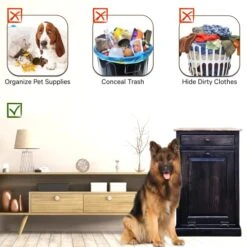 Peaceful Classics Trash Bin Cabinet - Handmade Hideaway Cabinet For Trash Cans - Decorative Bathroom Trash Can, Office Trash Can, And Bedroom Trash Can - Wooden Tilt Out Trash Bin (Mocha) -Songmics Furniture Shop 51EryOhoDxL