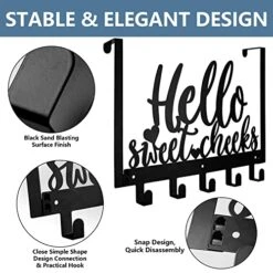 FLOWERHERD Towel Racks Holder For Bathroom - Black Rustic Iron Hello Sweet Cheeks Towel Holder Shower Door Hooks With Screws For Towel Bathroom Hanging Home Door Wall Decor -Songmics Furniture Shop 51EyjELFPUL