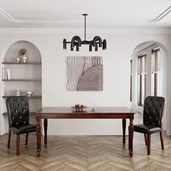 LEEMTORIG Dining Table Sets For 6, 7 Piece Kitchen Table And Chairs Set For 6 Person, Include Table And 6 PU Leather Dining Room Chairs For Home Kitchen/Dining Room/Living Room, Walnut & Black -Songmics Furniture Shop 51F3pkdDL7L. AC 1