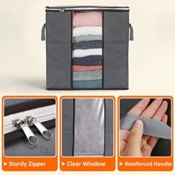 90L Large Capacity 4 Pack Clothes Storage Bag, Storage Bins For Clothes, Closet Organizers And Storage Containers For Blanket Bedding Comforter, Thick Fabric With Reinforced Handles, Zipper, Clear Window 10 90L Large Capacity 4 Pack Clothes Storage Bag, Storage Bins For Clothes, Closet Organizers And Storage Containers For Blanket Bedding Comforter, Thick Fabric With Reinforced Handles, Zipper, Clear Window -Songmics Furniture Shop 51F43pXxj6L