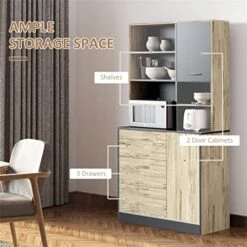 CZDYUF 67" Freestanding Buffet, Kitchen Storage Cabinet With 3 Drawers, Cable Management, 4 Cubbies And 2 Cabinets. 10 CZDYUF 67" Freestanding Buffet, Kitchen Storage Cabinet With 3 Drawers, Cable Management, 4 Cubbies And 2 Cabinets. -Songmics Furniture Shop 51FDLpEB8vL 2